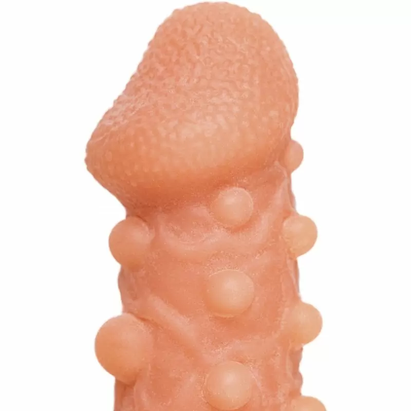 Реалистичная насадка на пенис с шариками и отверстием для мошонки «Cock sleeve» (средняя), Kokos