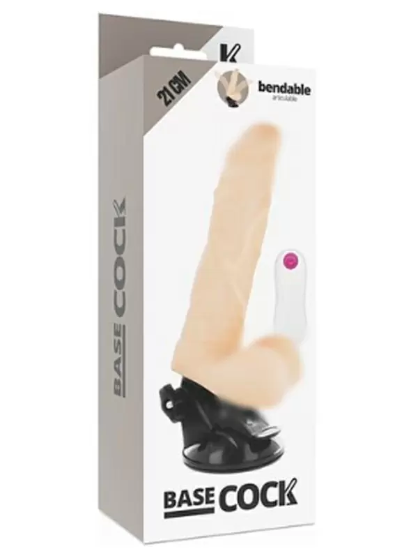 Реалистичный вибратор Dream Love BASECOCK REALISTIC BENDABLE REMOTE CONTROL FLESH, с мошонкой, с пультом Д/У, 21 см, ТПР, светлый телесный