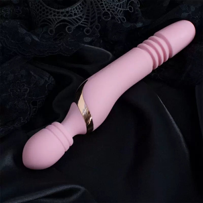 Двухсторонний вибромассажер Fakel c ротацией и подогревом - розовый