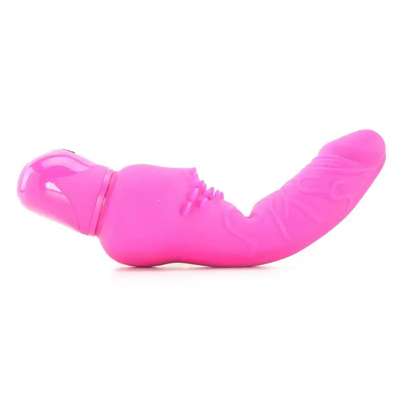 Гибкий вибро-фаллос с щеточкой Bendie Power Stud Cliteriffic – розовый