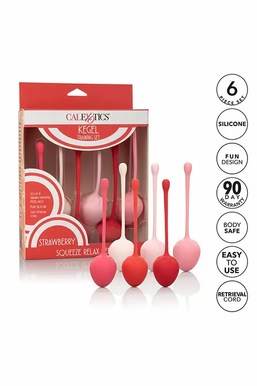 Оригинальные вагинальные шарики Kegel Training Set Strawberry в форме клубники - разноцветный
