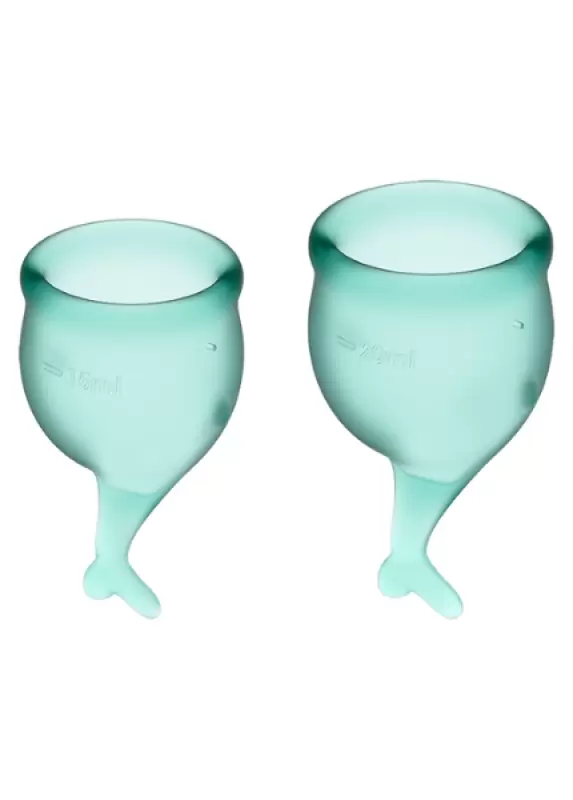 Набор менструальных чаш Satisfyer Feel secure Menstrual Cup, 15 и 20 мл, силикон, зеленый