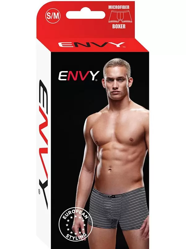 Мужские трусы-боксеры в черно-белую полоску - S/M