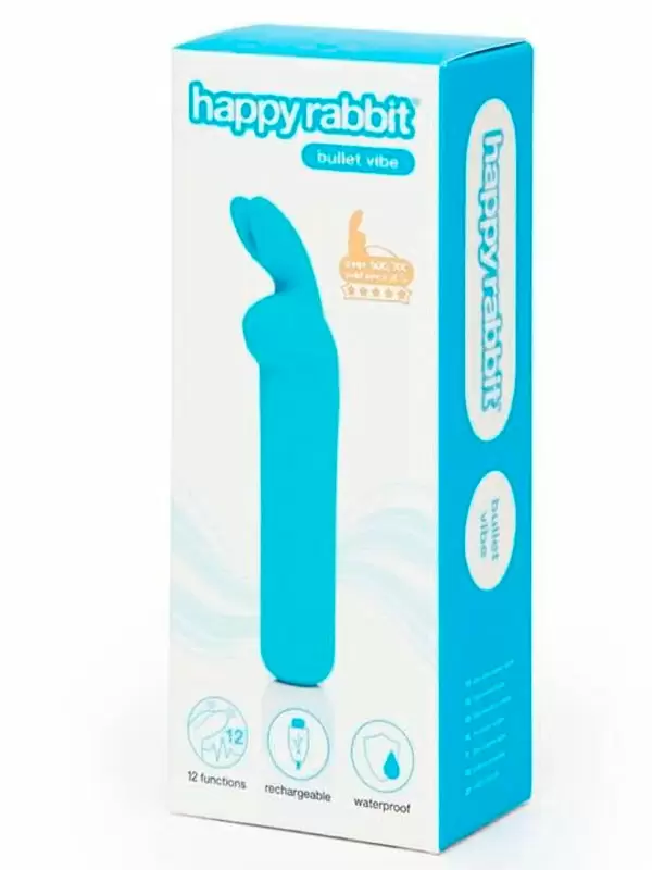 Яркая вибропуля Happy Rabbit, 11,3 см, силикон, синяя