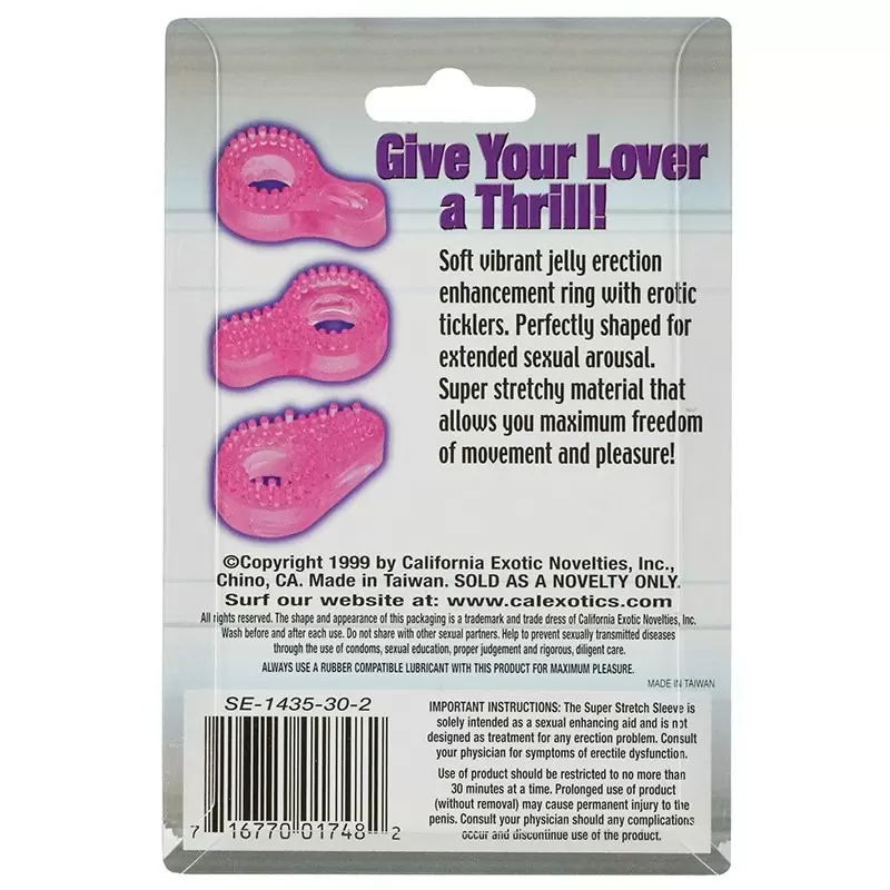 Эрекционное кольцо Super Stretch Nubby со стимулятором клитора – розовый