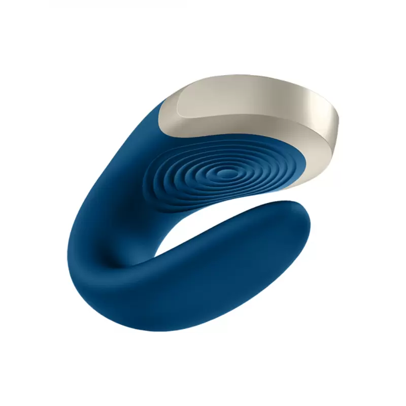 Парный вибратор Satisfyer Double Love с возможностью управления через пульт и приложение (голубой)