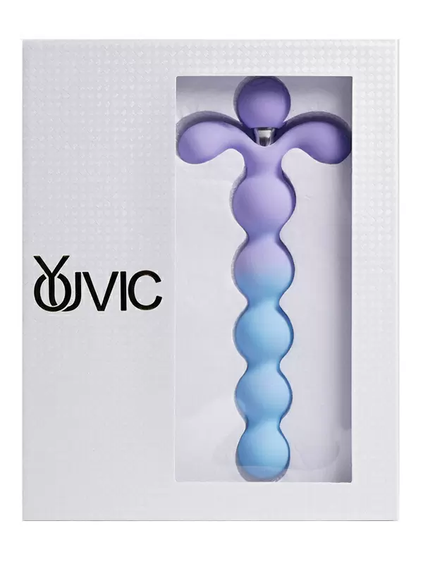 Элегантная анальная ёлочка Youvic, 16,4 см, 10 режимов, силикон, голубой с сиреневым 