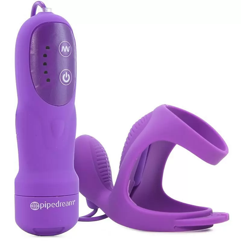 Эрекционное кольцо-насадка Ultimate Couples Cage с вибрацией – фиолетовый