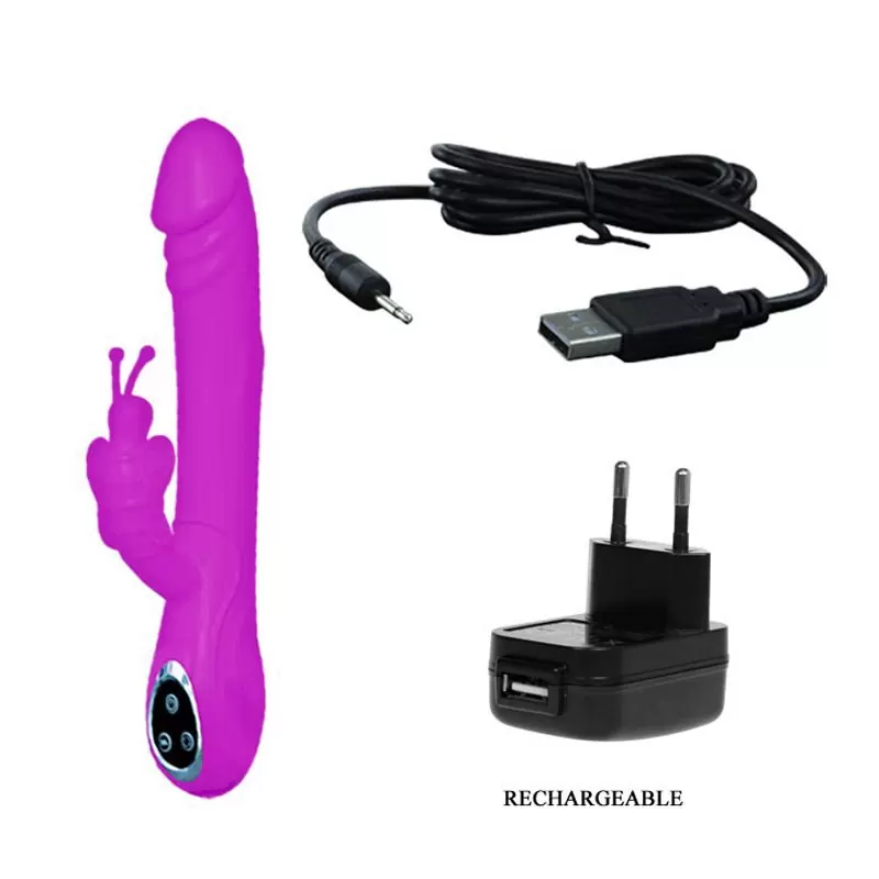 Вибромассажер-ротатор Butterfly с клиторальным стимулятором-бабочкой – розовый