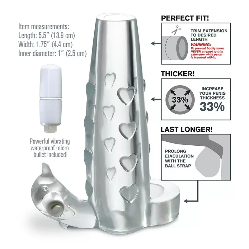 Насадка Deluxe Penis Enhancer со стимулятором клитора и вибрацией – прозрачная