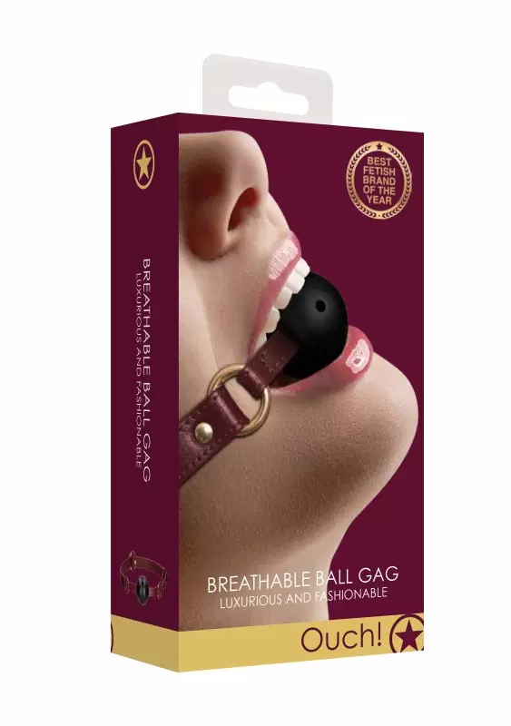 Кляп с креплением Ouch Ouch! - Breathable Ball Gag - Burgundy