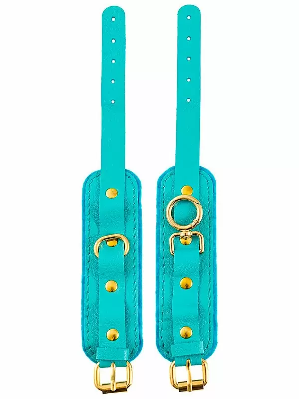 Миниатюрные наручники-оковы Pecado BDSM «МИНИ», двуслойные, натуральная кожа, голубые