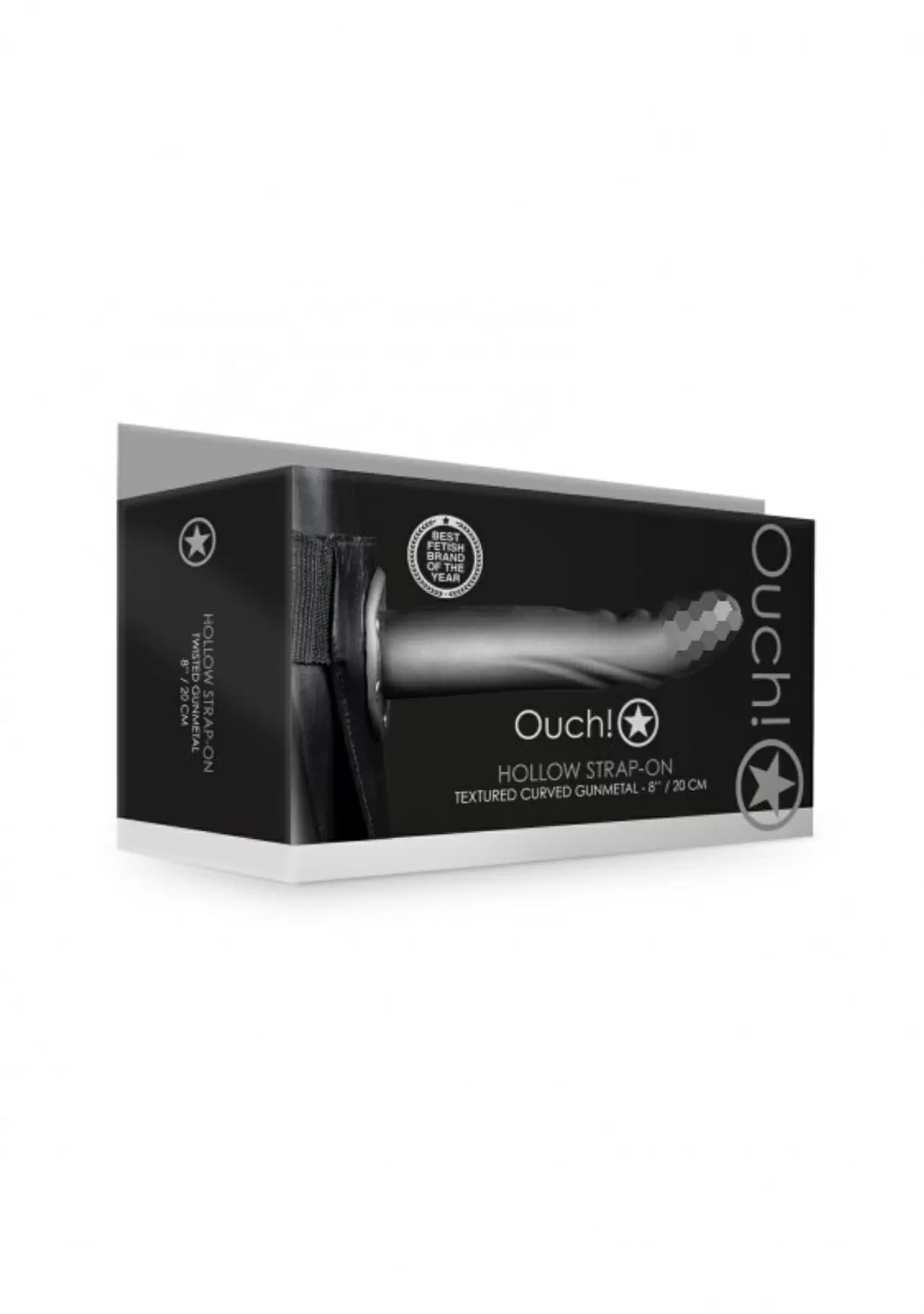 Страпон (фаллопротез) с ребристой подкрученной фактурой без мошонки - 8'' / 20 см