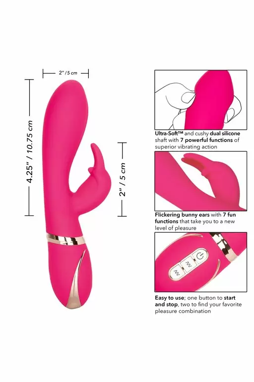 Элегантный вибратор-кролик Ultra-Soft Rabbit, с двумя моторами, 22,8 см, розовый