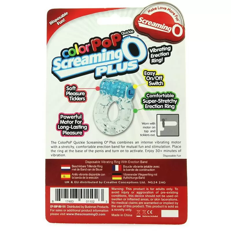 Виброкольцо на пенис ColorPop Quickie Screaming O Plus утолщенное – синий