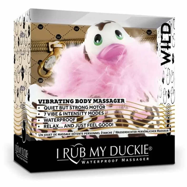 Вибратор-уточка с изящным боа Big Teaze Toys I Rub My Duckie 2.0, разноцветный