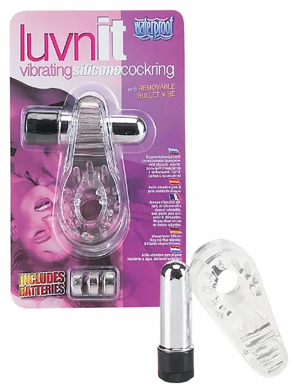 Эрекционное виброкольцо LuvnIt со стимулятором клитора – прозрачный