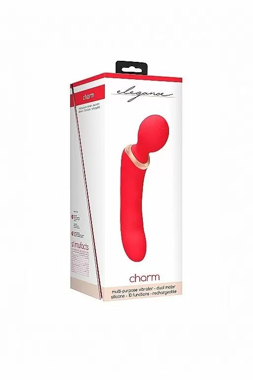 Вибратор для клитора и точки G Charm (красный): 17.5 см, 10 режимов работы, 80000 оборотовмин, АБС/силикон