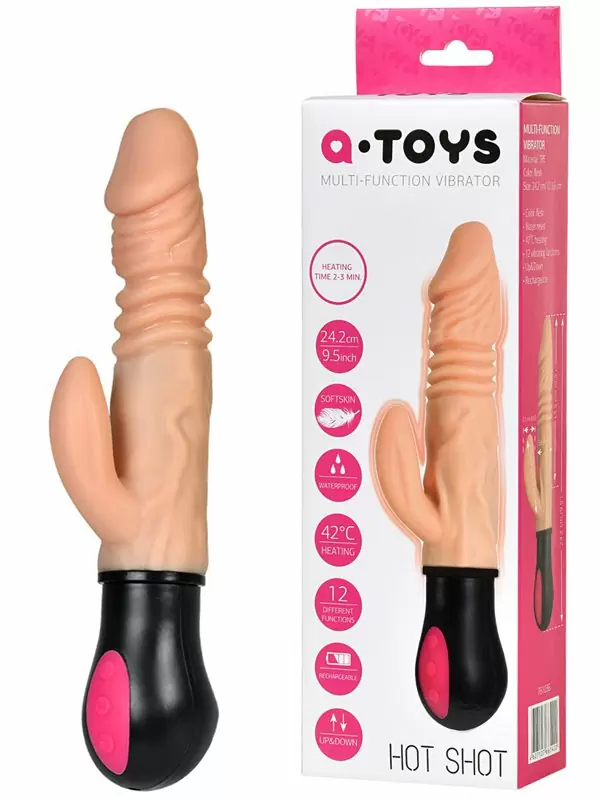 Реалистичный вибратор TOYFA A-Toys с подогревом и поступательными движениями – телесный