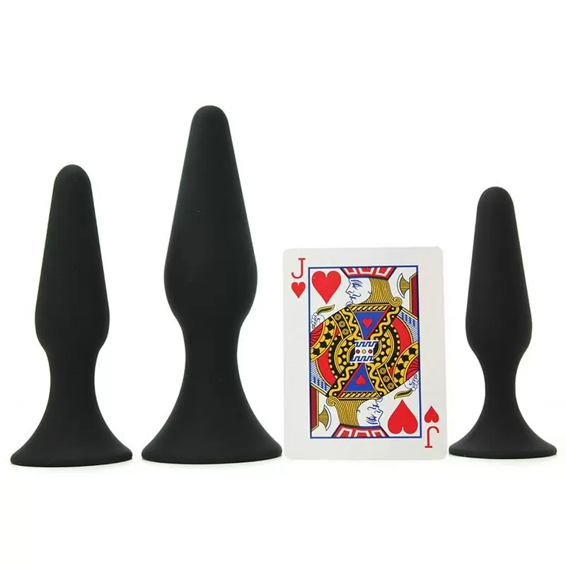 Набор из 3-х анальных пробок Renegade  Sliders на присоске – черный