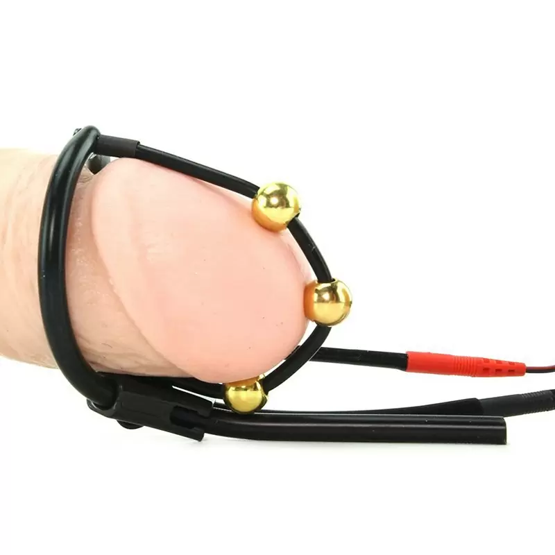 Электросбруя для головки пениса Pearly Pete с тремя шариками-электродами – черный