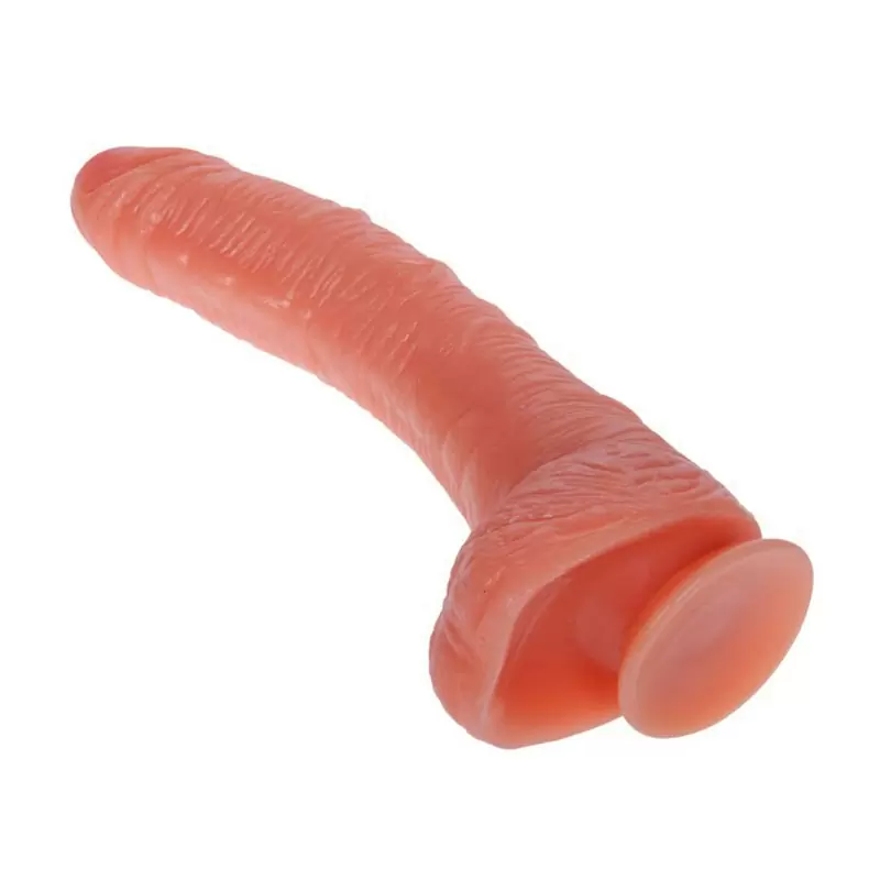 Эффектный вибромассажер-реалистик с мошонкой на присоске Penis 9.5” – розовый