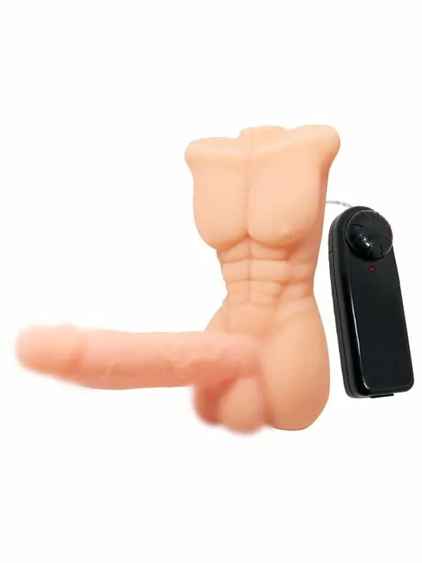 Реалистичный вибратор Baile Temptation Bigger man, 17,5 см, с миниторсом, с проводным пультом, телесный