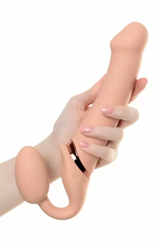Безремневой страпон с вибрацией. Strap-on-me. 25 см. Телесный цвет
