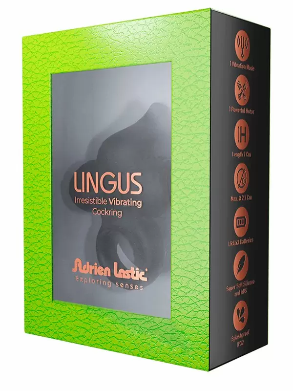 Эрекционное виброкольцо Adrien lastic Lingus, диаметр 2,7 см, силикон, черный