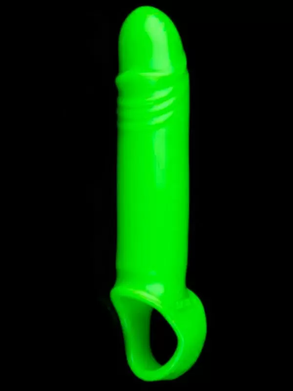 Реалистичная насадка-удлинитель Shots toys Ouch!, фиксация на мошонке, люминисцентная, 15,5 см