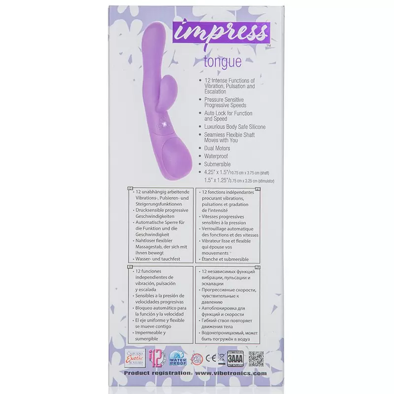 Вибромассажер Impress Tongue со стимуляцией клитора – фиолетовый