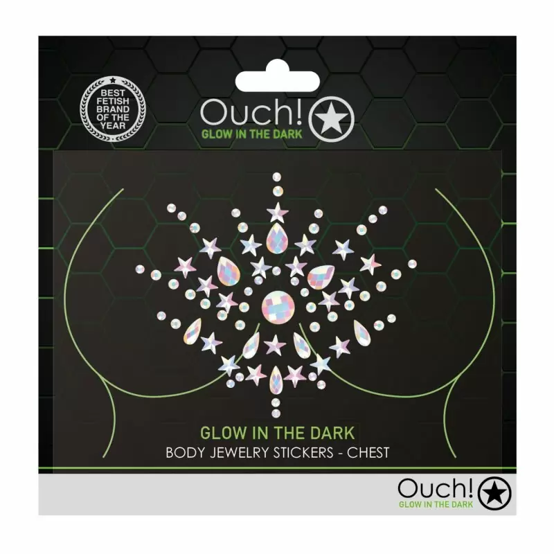 Декоративное украшение (камни) на клеевой основе Body Jewelry Stickers - Chest - Glow in the Dark