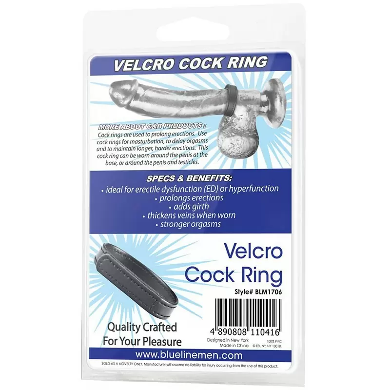 Кольцо на пенис из искусственной кожи на липучке Velcro Cock Ring – черный