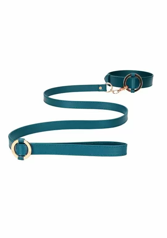 Гладкий ошейник Ouch Ouch! - Collar With Leash, с поводком, 110 см, зеленый
