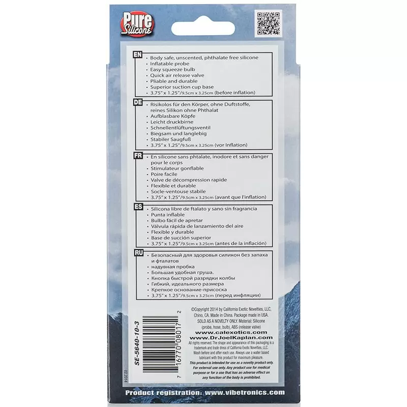 Анальная пробка-расширитель Dr. Joel Kaplan Silicone Inflatable Plug – черная