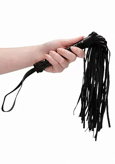 Многохвостая гладкая плеть Luxury Whi (флогер) — черный, длина 38 см
