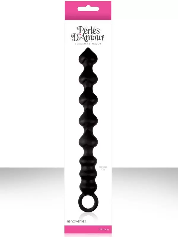 Тектсурированные анальные бусы Perles DAmour - Black