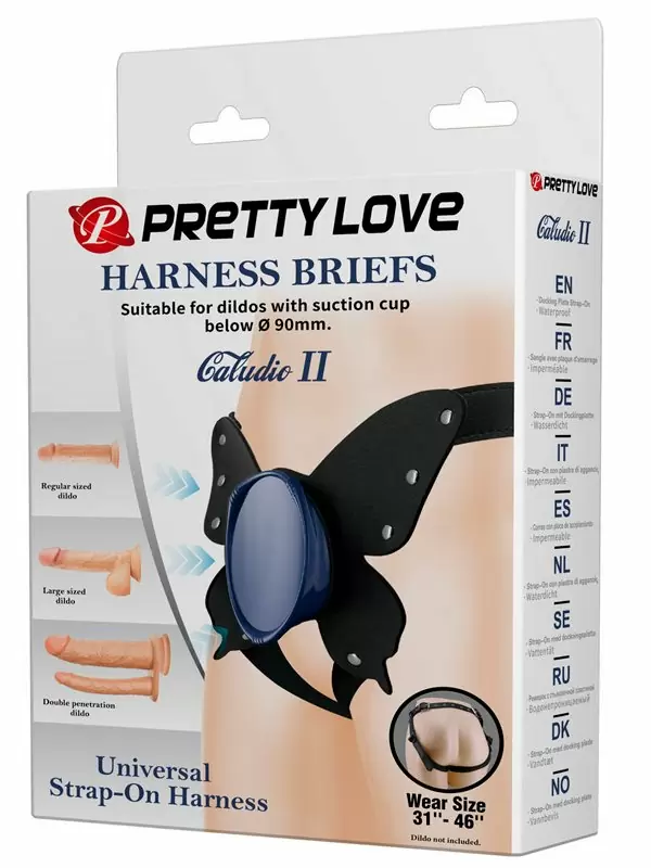 Элегантные трусы для страпона Baile HARNESS BRIEFS, в форме бабочки, черный