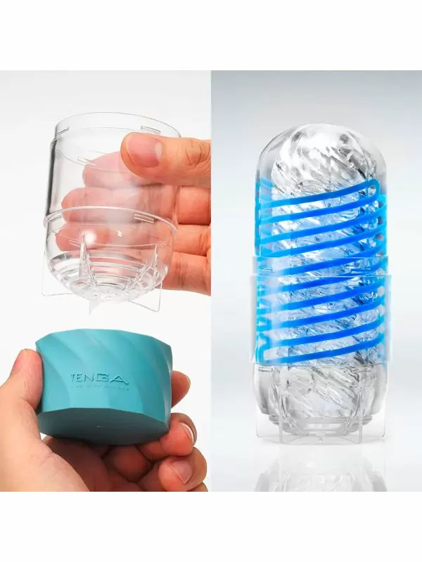 Нереалистичный мастурбатор Tenga Spinner DX 01 DROPS, 13 см, ТПЭ, синий