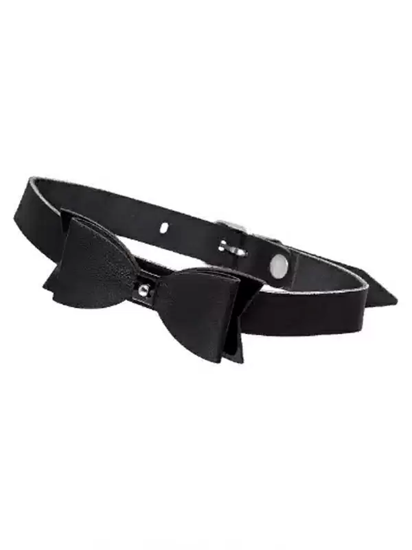 Чокер Pecado BDSM, с бабочкой, натуральная кожа, чёрный