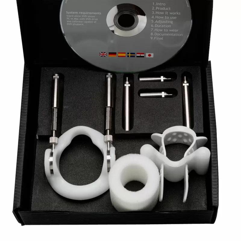 Экстендер для увеличения пениса базовой комплектации Jes-Extender Light – серебристый с белым