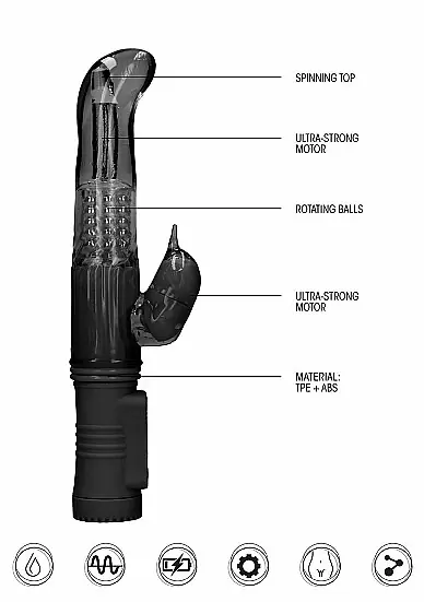 ВИБРАТОР КРОЛИК ROTATING DOLPHIN - черный