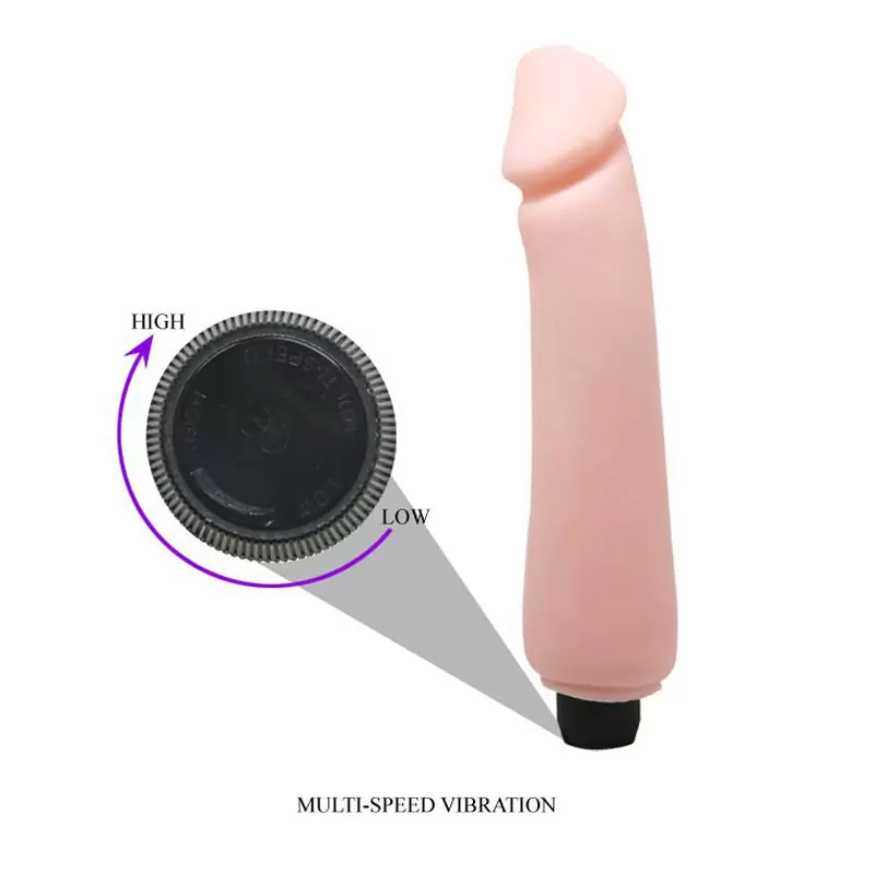 Гладкий вибромассажер-реалистик Multispeed Flexible Vibrator – телесный