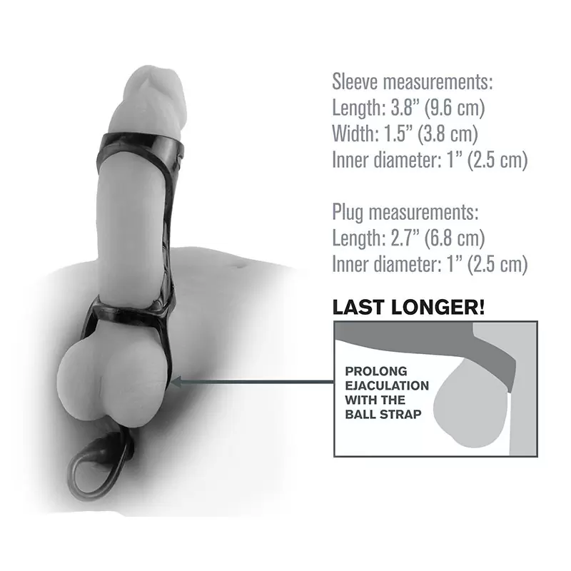 Насадка Extreme Enhancer with Anal Plug с кольцом на мошонку и пробкой – черная