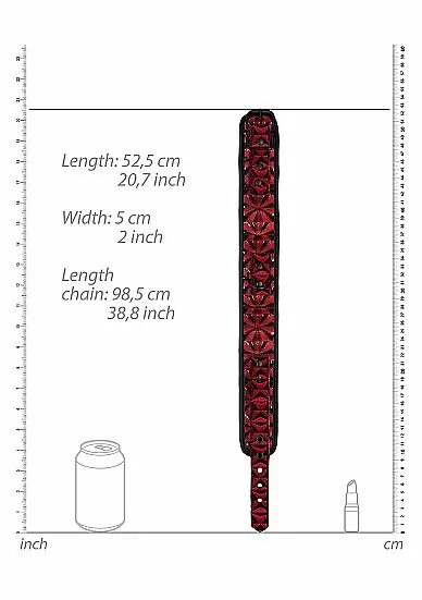 Широкий ошейник Luxury Collar with Leash бордовый