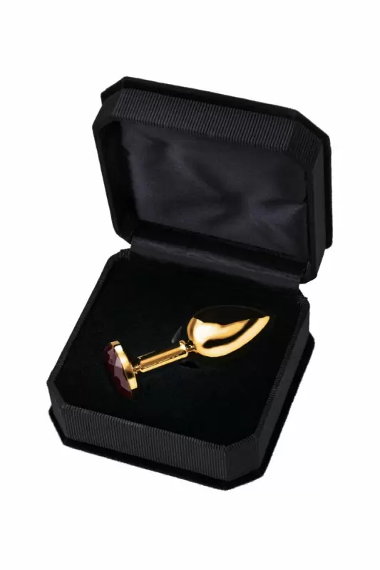 Изящная анальная пробка TOYFA с кристаллом цвета рубина - золотистый с красным