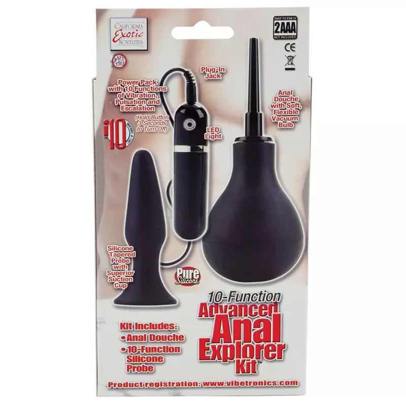 Анальный набор 10-Function Advanced Anal Explorer Kit с вибрацией – черный