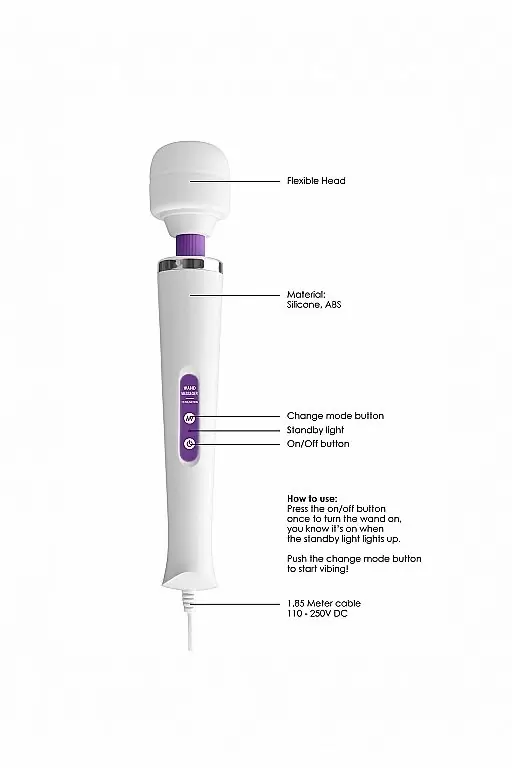Вибромассажёр Wonder Wand — белый с фиолетовым 