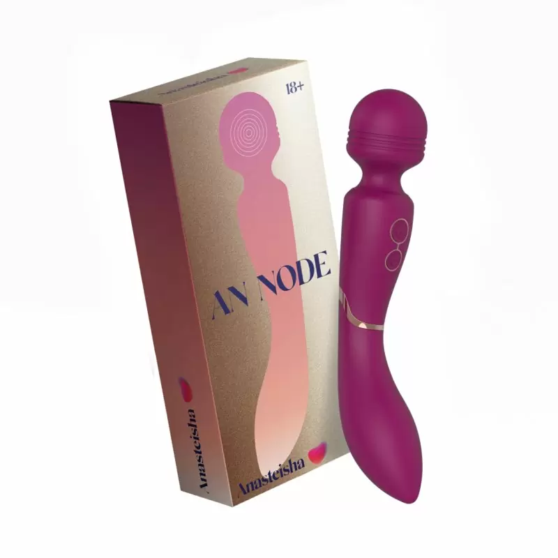 Двусторонний универсальный вибратор Anasteisha AN Node, 21 см, силикон, 7 режимов, вишневый
