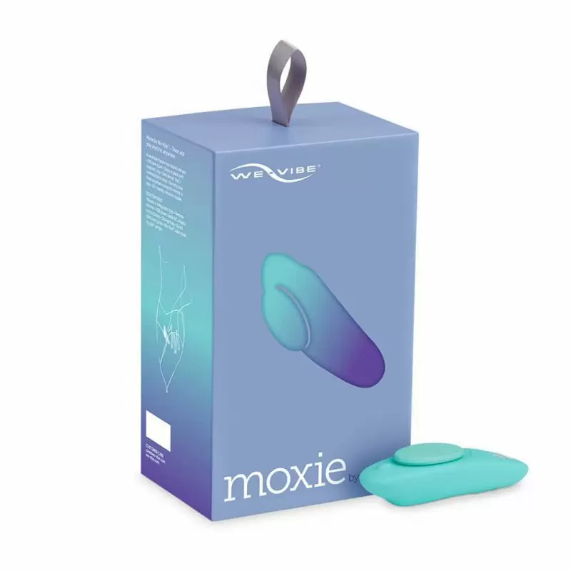 Клиторальный вибратор We-Vibe Moxie Aqua c креплением на трусики и пультом ДУ: 10 режимов вибрации, силикон